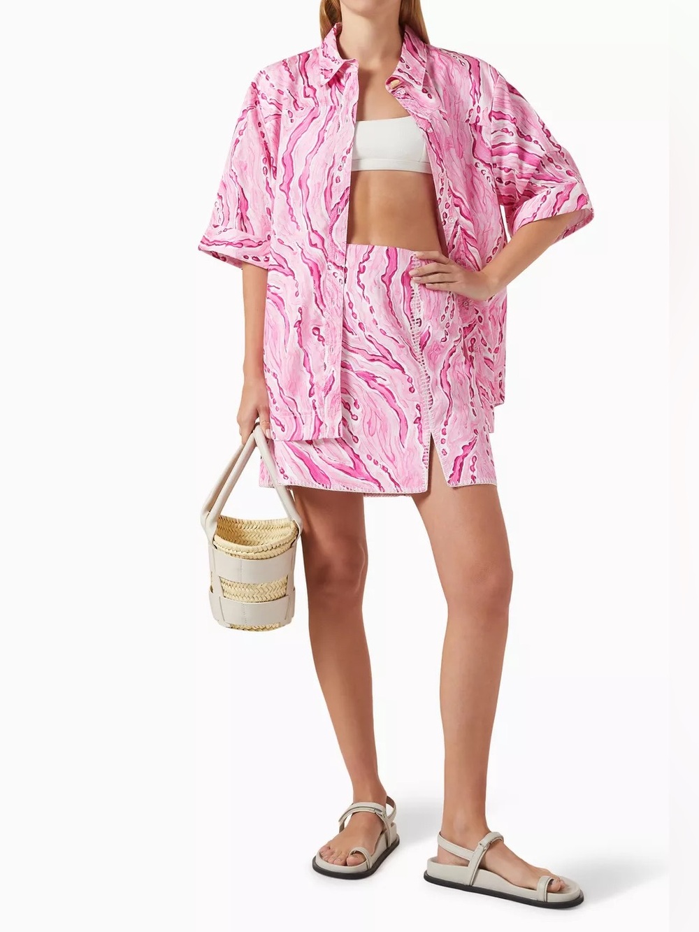 NWOT Aje Blaze Stitch Oversized Shirt Pink